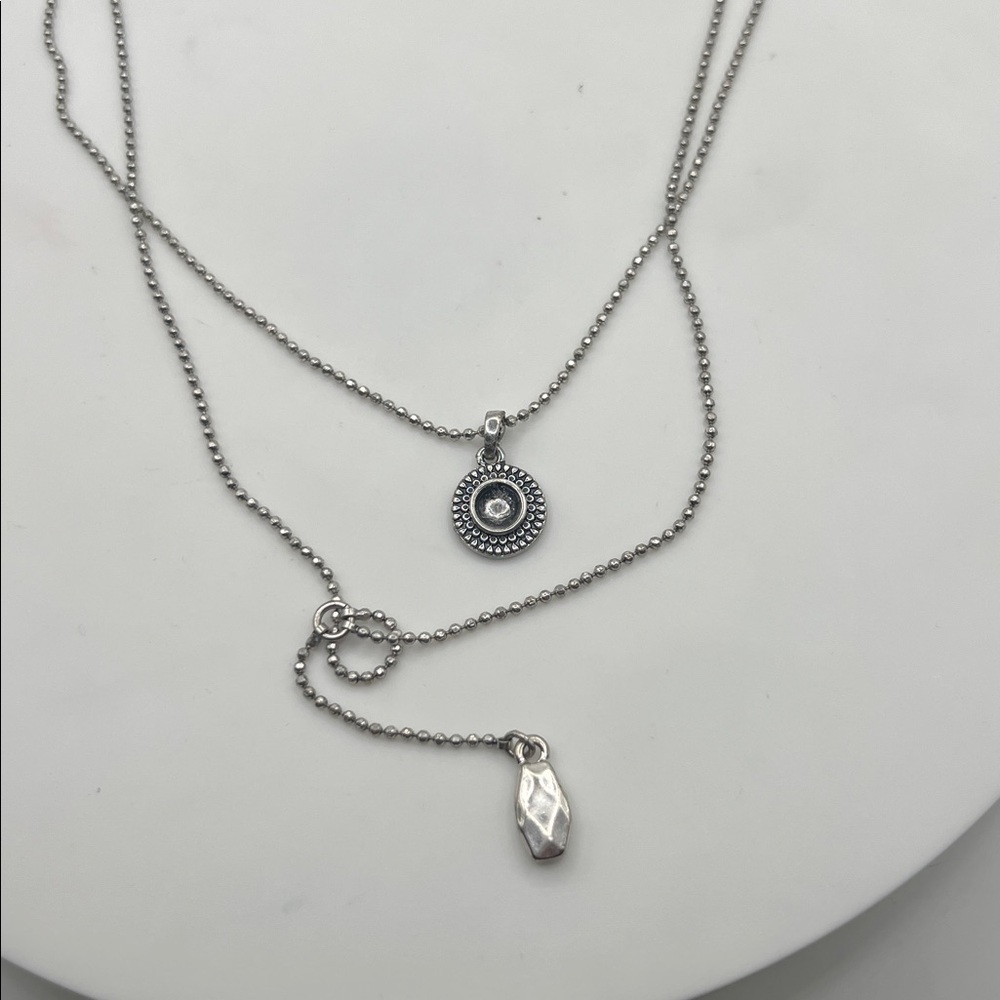 Lucky Brand Silver Layered Necklace 18” and 20” plus 2” extender 18 inch 20 inch - Picture 3 of 3